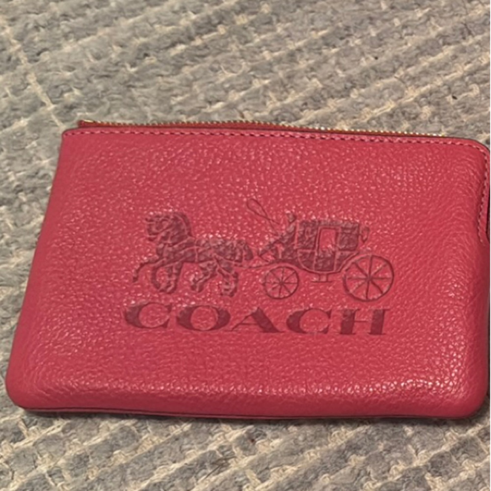 Coach Pink Leather Wallet with Embossed Logo